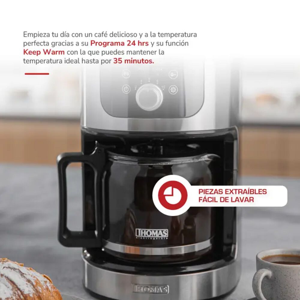Cafetera 10 Tazas Molinillo Thomas Th-145dmi Mantiene Calor image number 4.0