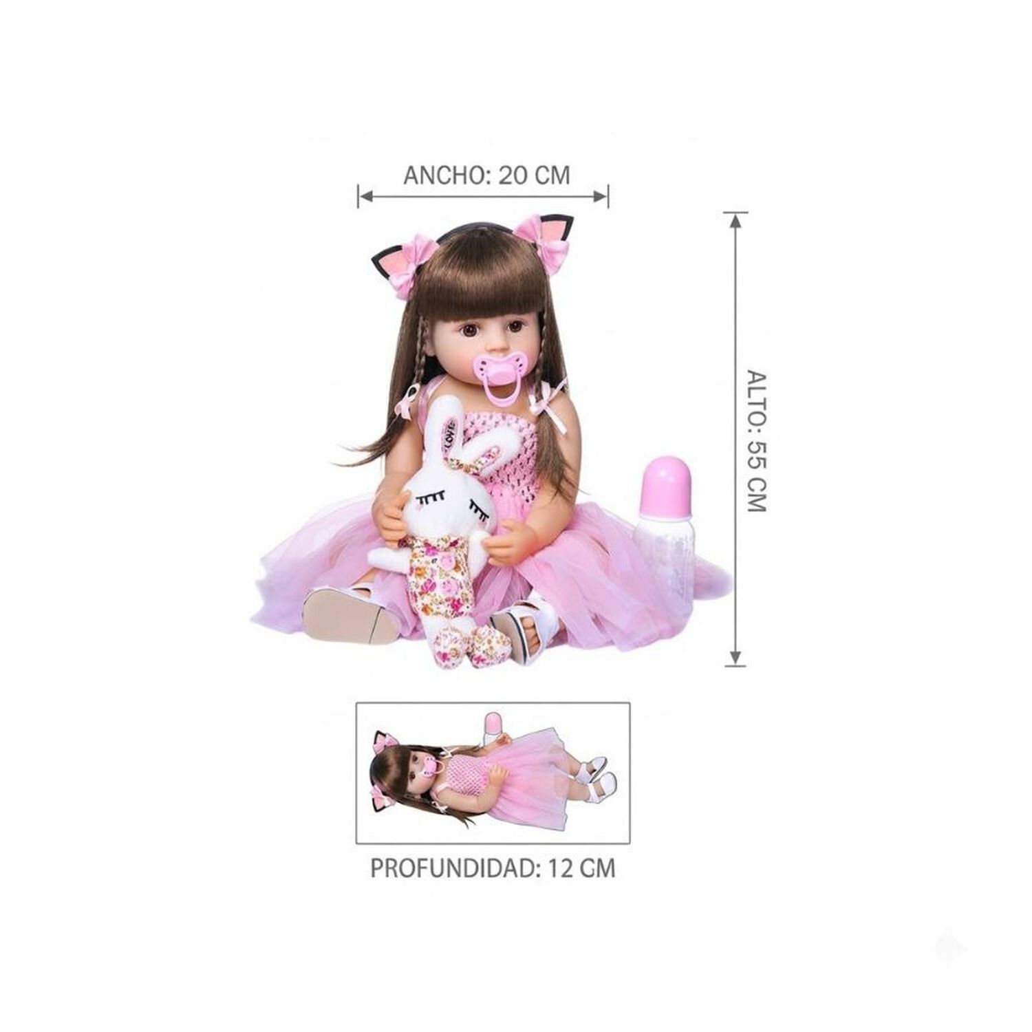 Mu&ntilde;eca Reborn Silicona Realista Juguete Ni&ntilde;as Beb&eacute; image number 4.0