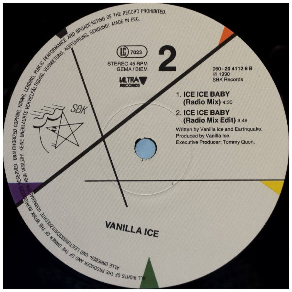Vanilla Ice - Ice Ice Baby | 12" Maxi Single Usado image number 2.0
