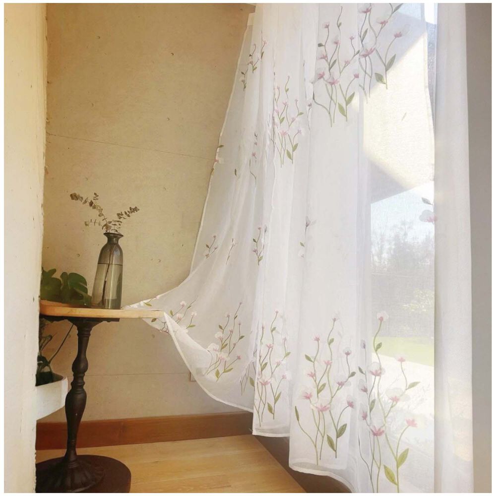 Set De 02 Visillos Bordados Con Argollas 140x230 Cm Mod07 image number 2.0