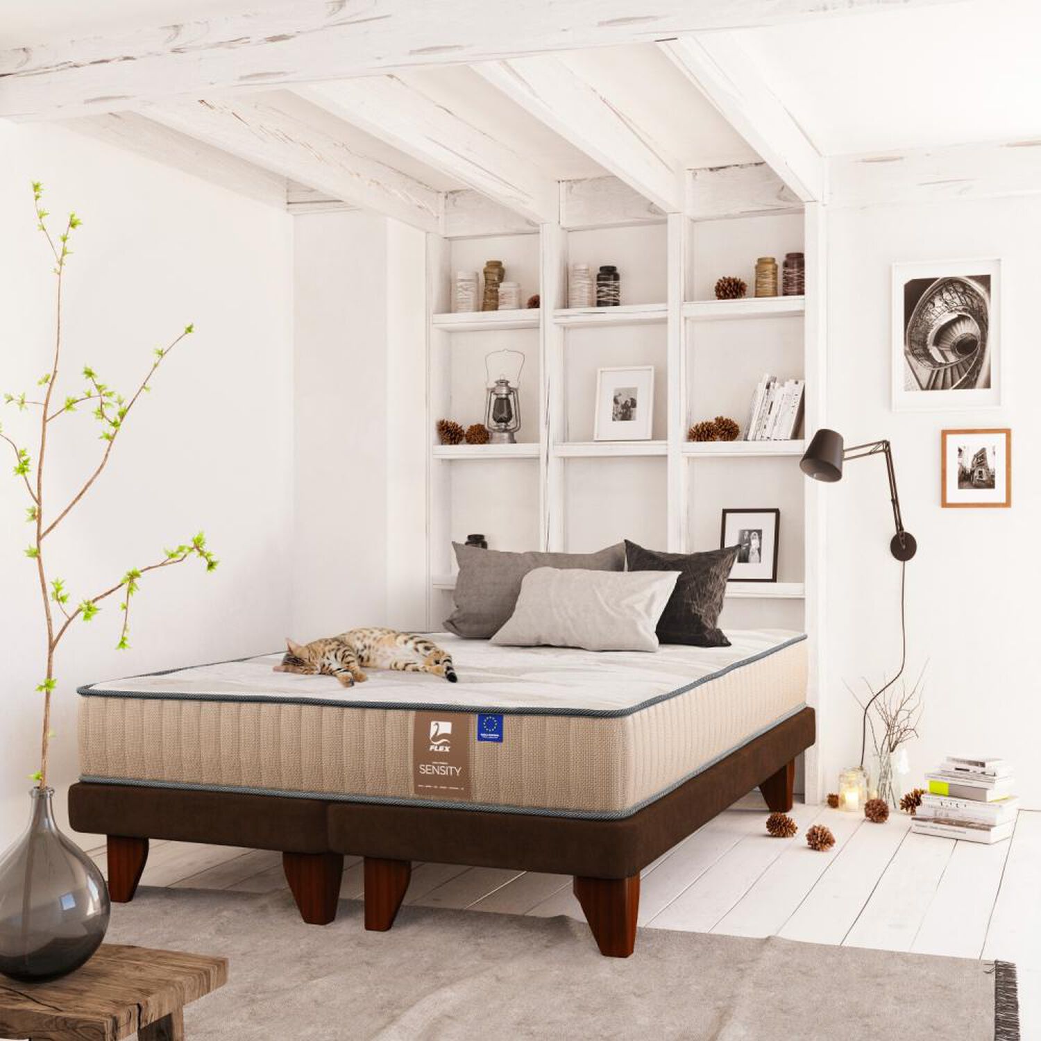 Cama Europea Flex Dual Sensity / 2 Plazas / Base Dividida + Set De Maderas image number 4.0