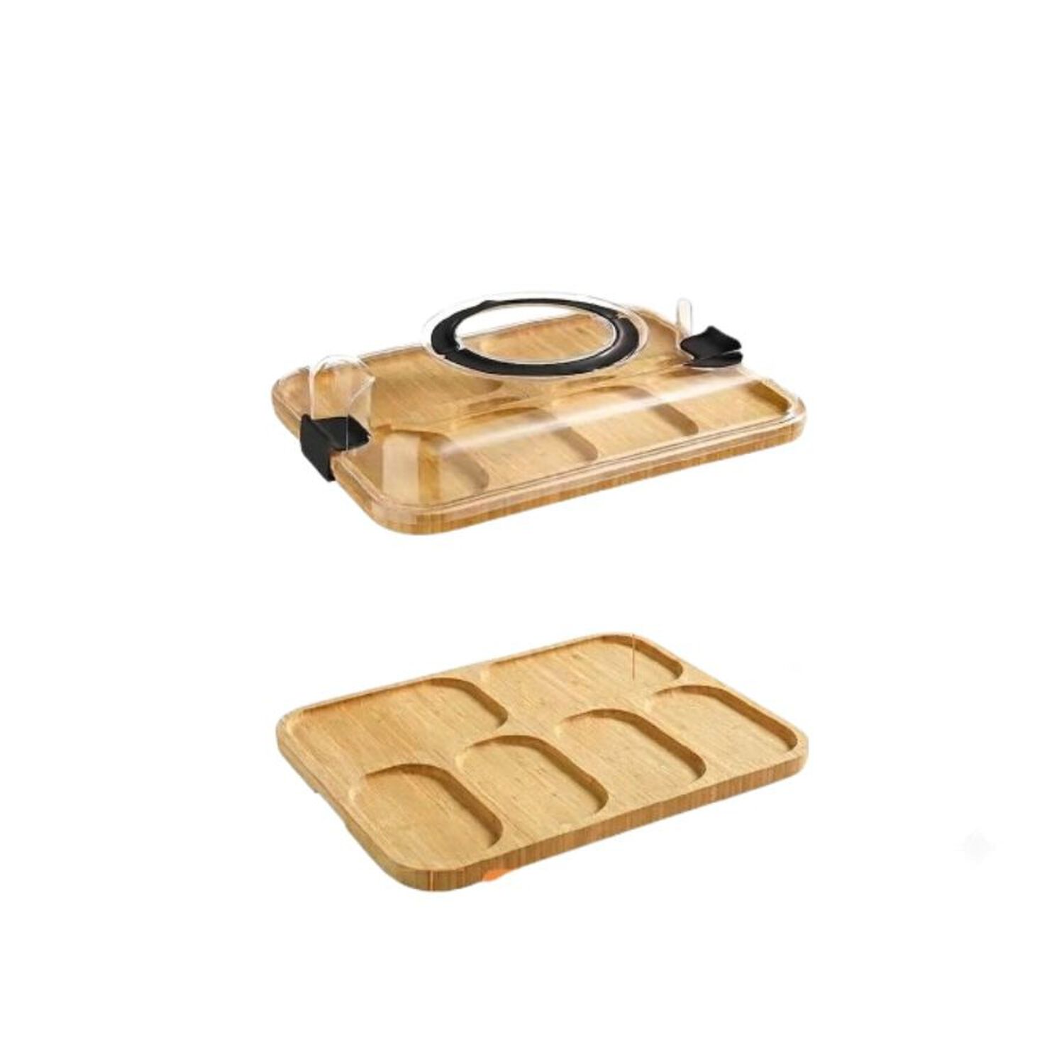 Bandeja Organizadora Bamb&uacute; Tapa Compartimentos Para Servir image number 2.0