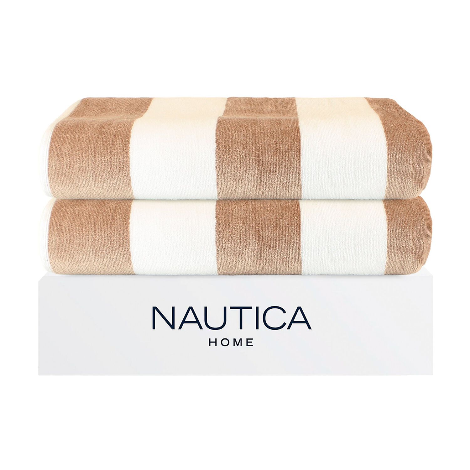 2 Toallas De Playa Nautica Home 100% Algod&oacute;n 163x81cm Cabana Beige image number 0.0
