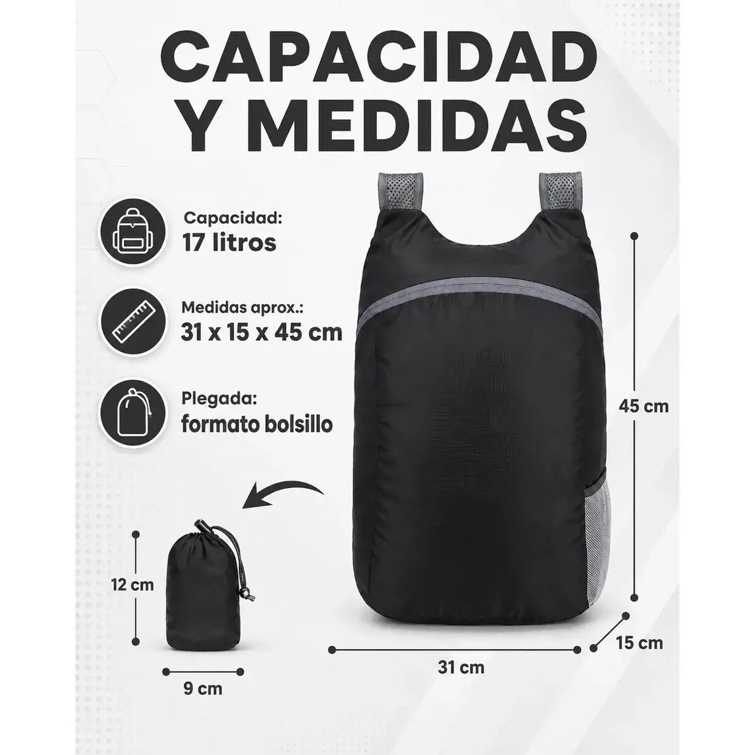 Mochila Ultra Compacta Impermeable 17 Lts image number 5.0