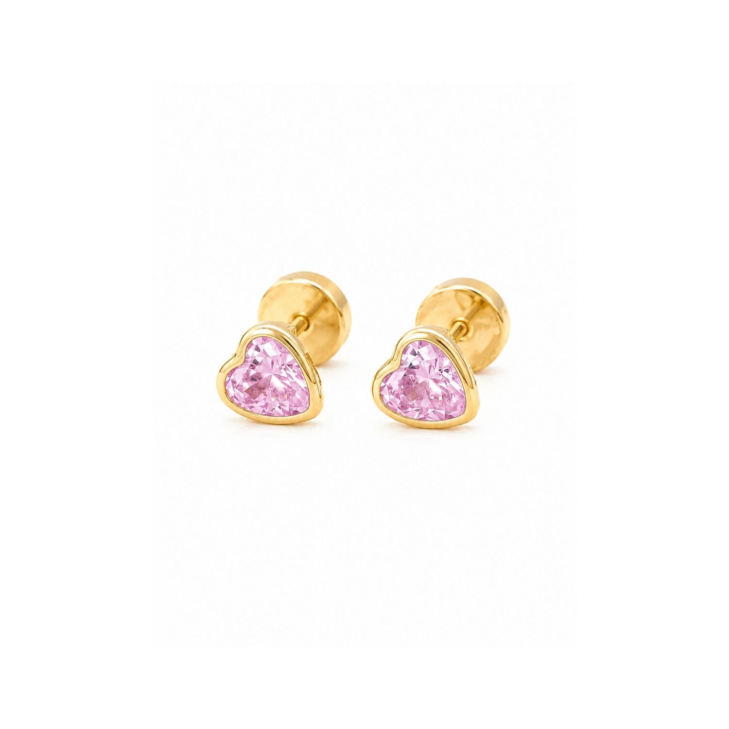 Aros Abridores Coraz&oacute;n 6mm Oro 18k Tope A Presi&oacute;n Ni&ntilde;as Jovenes image number 1.0