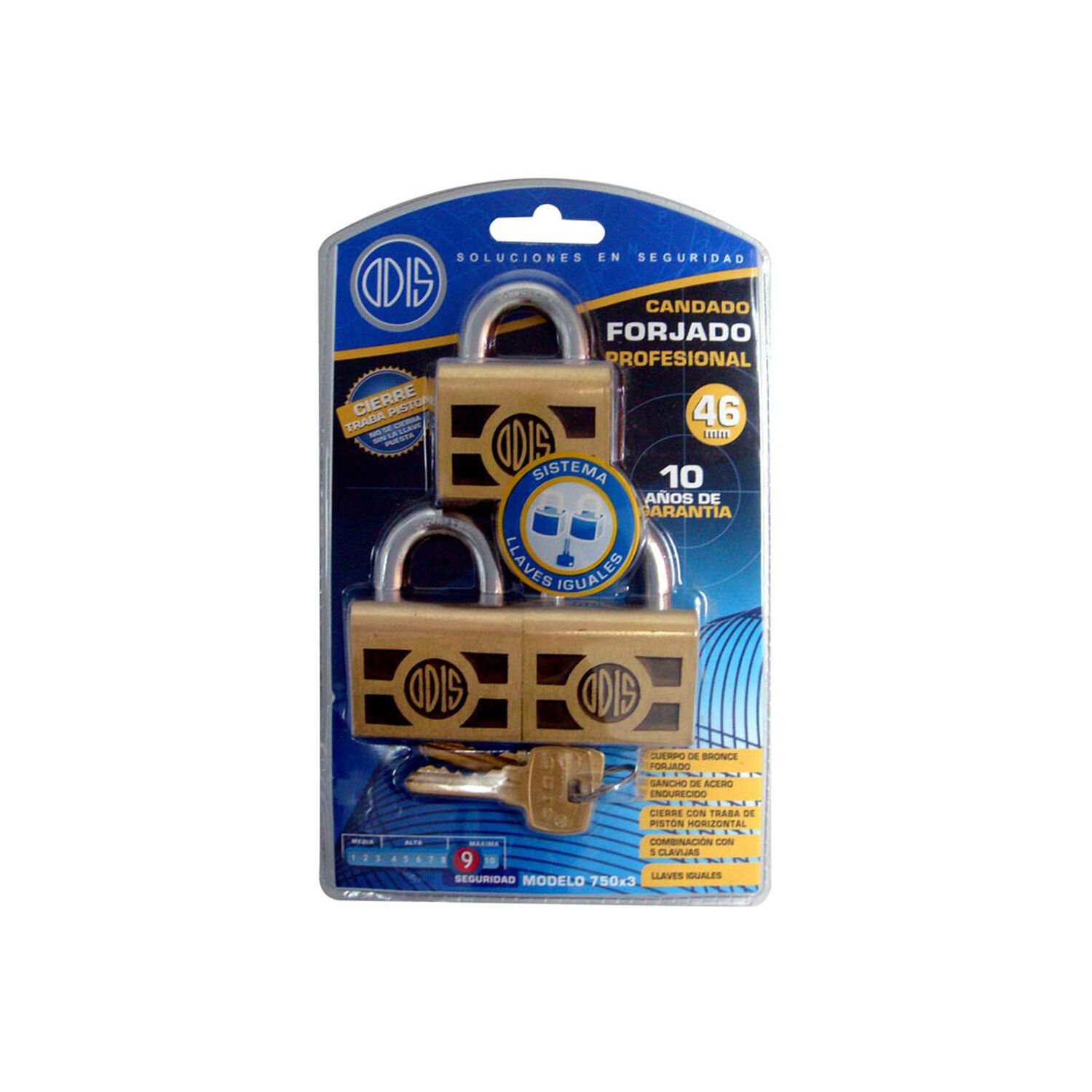 Pack 3 Candados Odis 750 46mm - Llaves Iguales image number 5.0