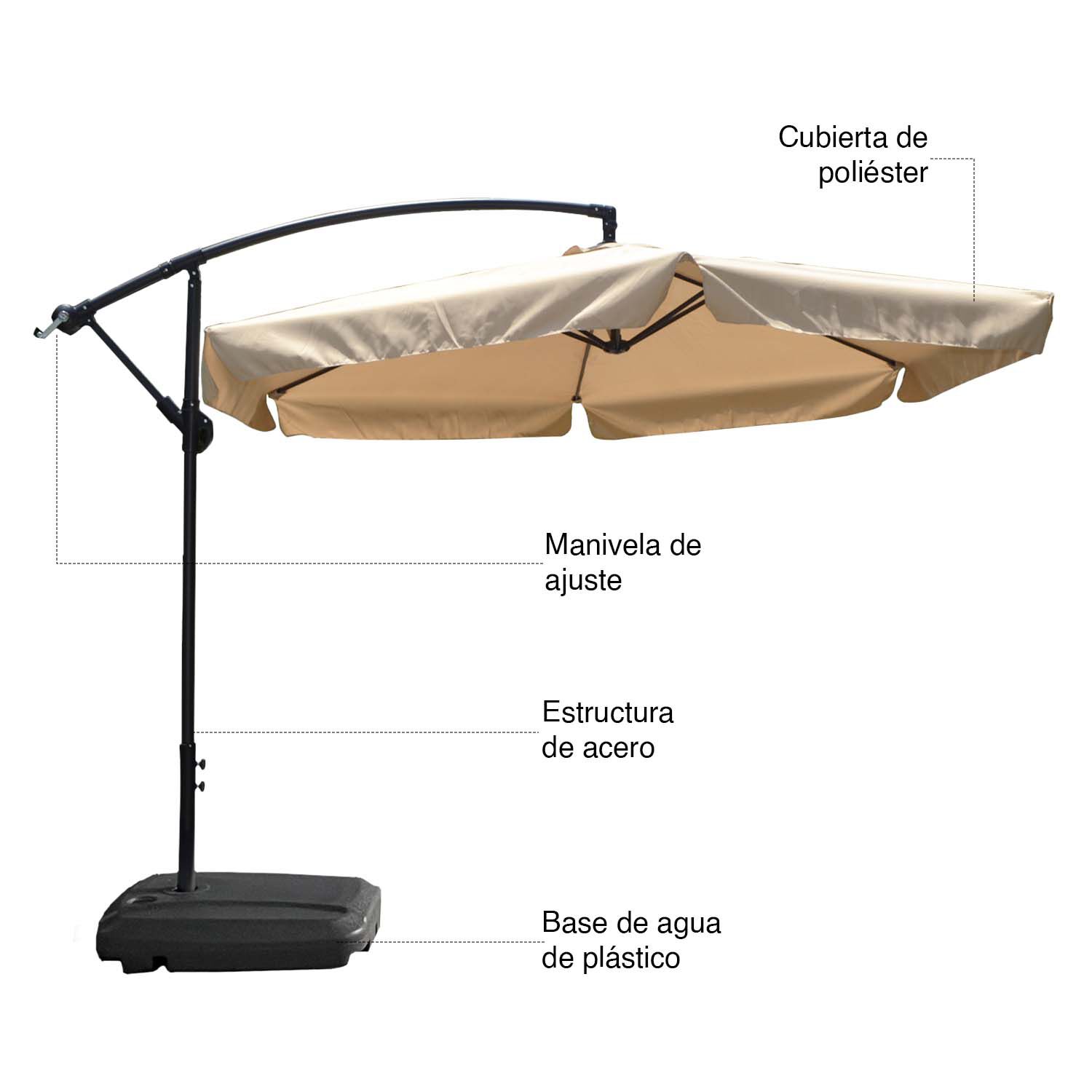 Quitasol Bora Bora Beige 245 X 300 X 300 Cm image number 3.0