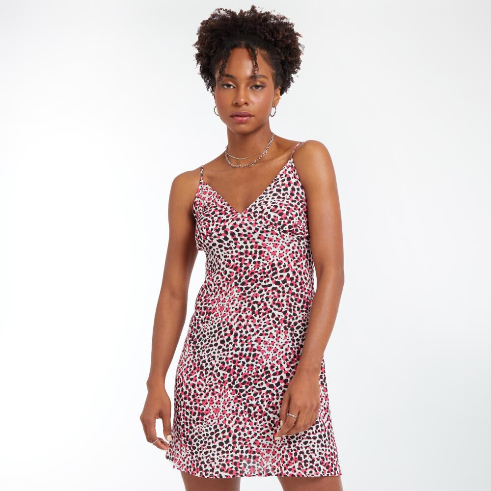 Vestido Corto Full Print Sin Mangas Cuello V Mujer Rolly Go image number 0.0