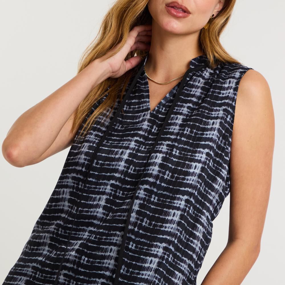 Blusa Animal Print Sin Mangas Cuello Mao Mujer Kimera image number 4.0