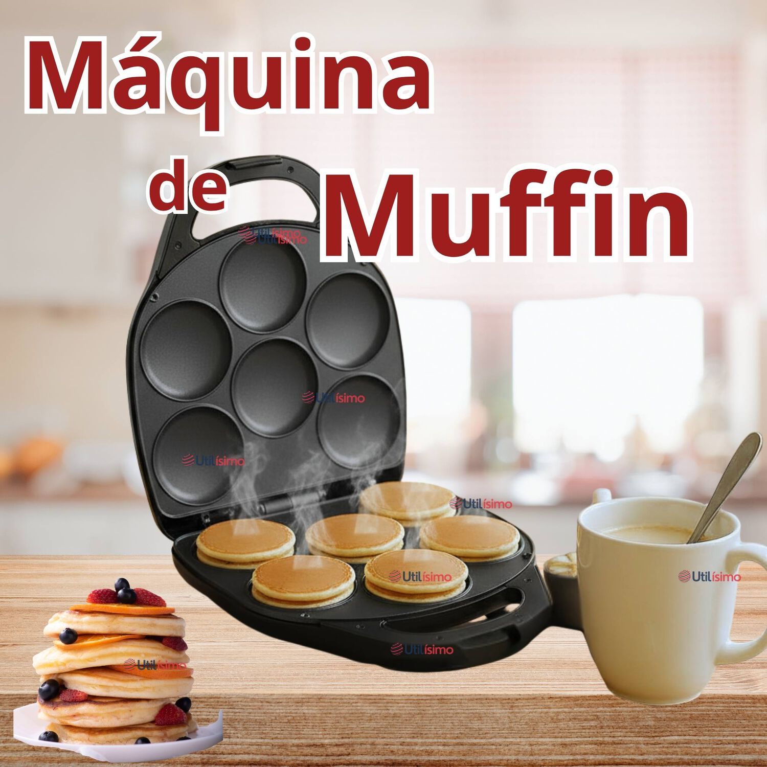 M&aacute;quina De Muffins Mini Panqueques Arepas Huevos Pasteles image number 9.0