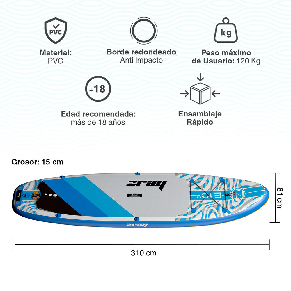 Set Stand Up Paddle 13x76x297 Cm Amarillo image number 2.0