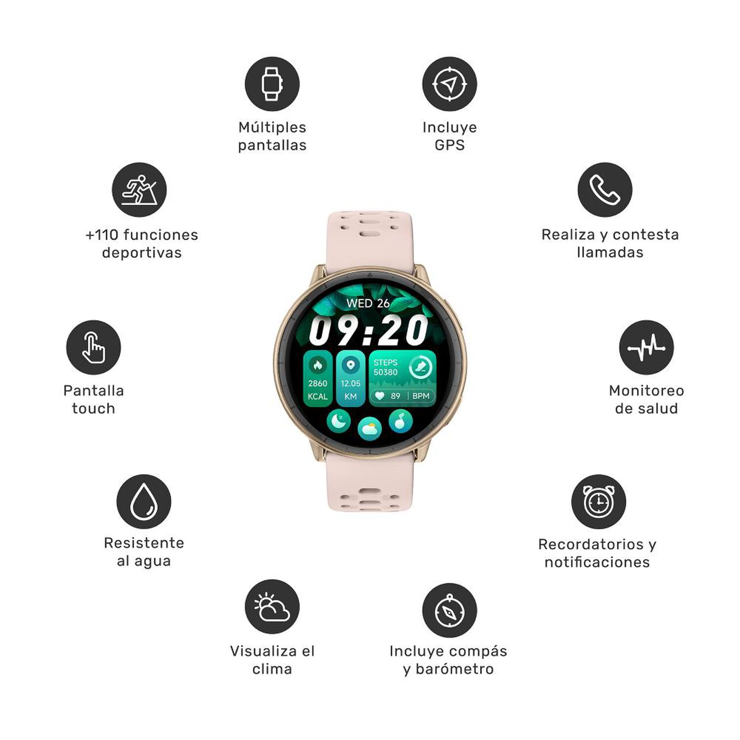 Reloj Smartwatch Gps Shar T1 43,5mm Pink Lhotse image number 6.0