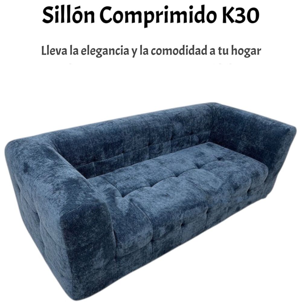 Sofá Comprimido Tela De Pana 200x90cm K30 Azul image number 2.0
