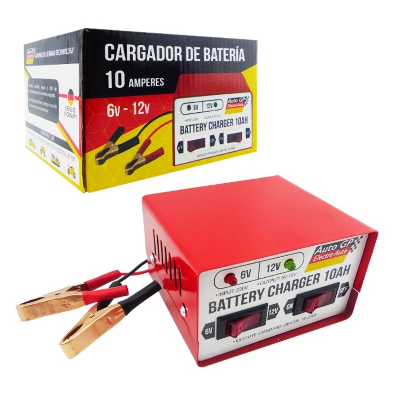 Cargador De Bateria 10 Amp Autogp 6-12 Volt Alta Calidad En Caja image number 0.0