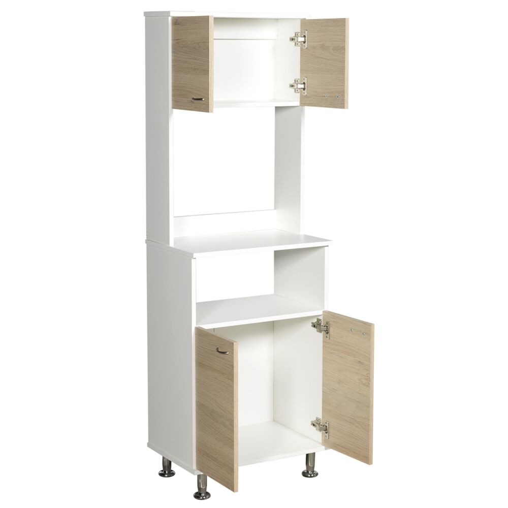 Mueble Microondas 4 Puertas Fm-011c Caf&eacute; Claro Y Blanco image number 2.0