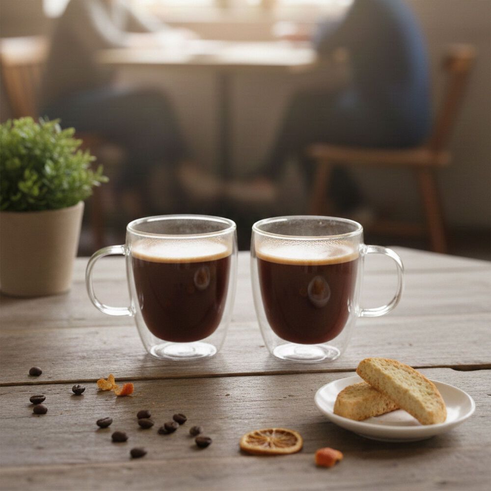 Set 4 Tazas De Vidrio Doble Pared 350 Ml Simplit image number 1.0