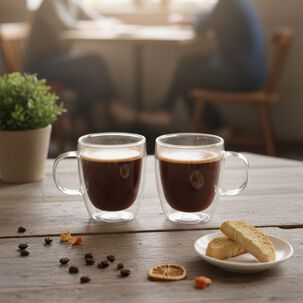 Set 4 Tazas De Vidrio Doble Pared 350 Ml Simplit