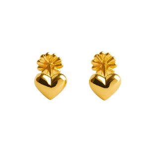 Aros Coraz&oacute;n Oro 18k 7mm N3 Atornillados 1gr Mujer Hipoalerg&eacute;nicos