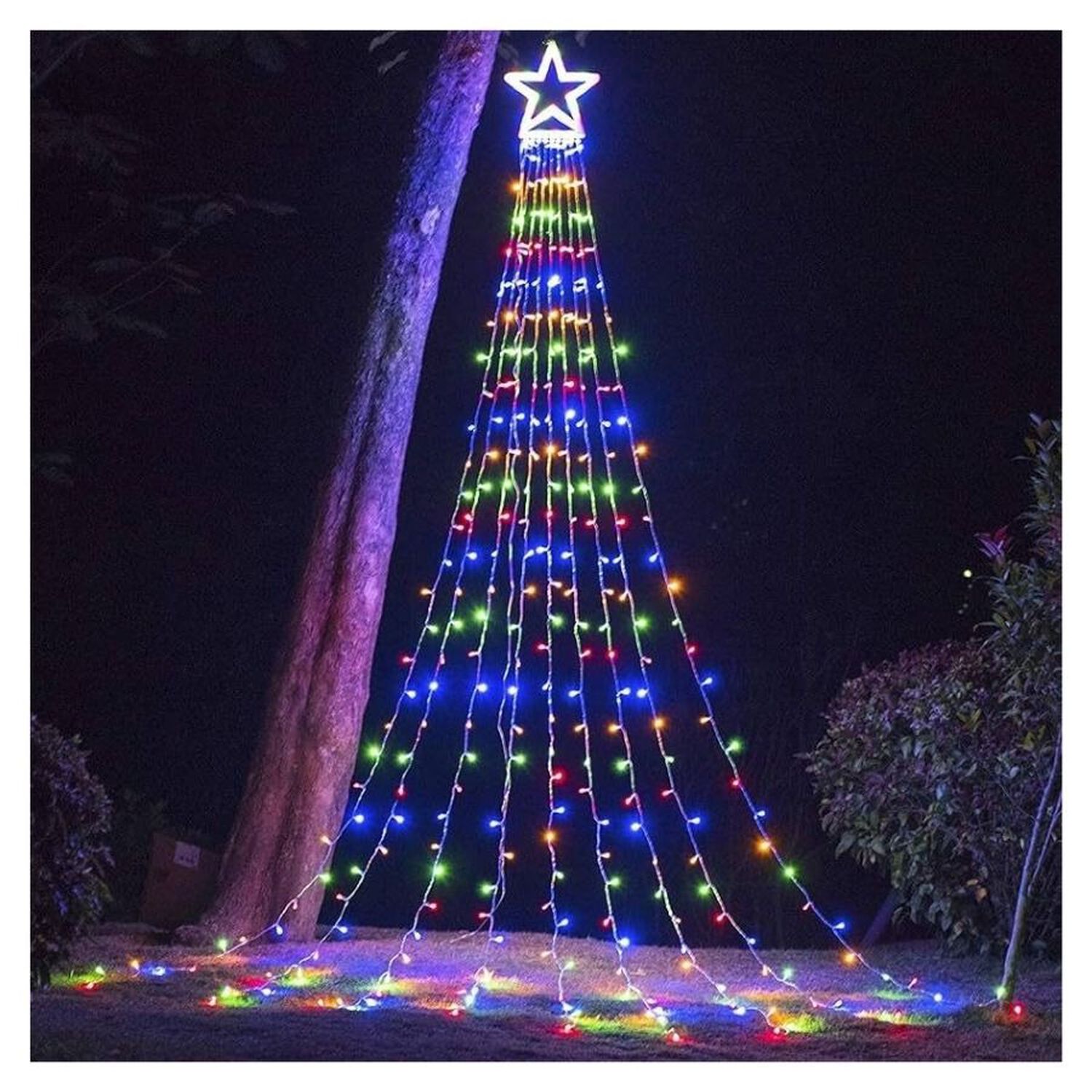 Decoracion Navide&ntilde;a Exterior Arbol Luz Cascada Estrella 350 Led Multicolor image number 3.0