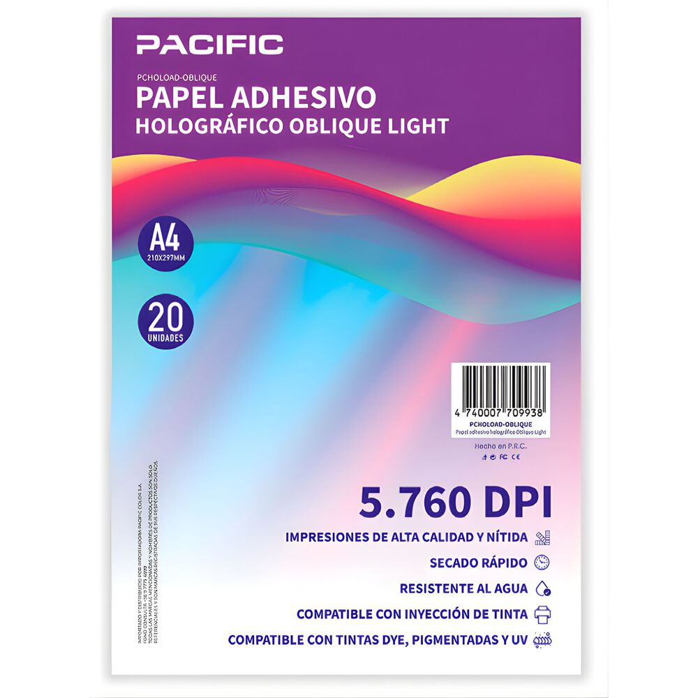 Papel Adhesivo Holografico 20 Hojas Oblique Light A4 - Ps image number 0.0