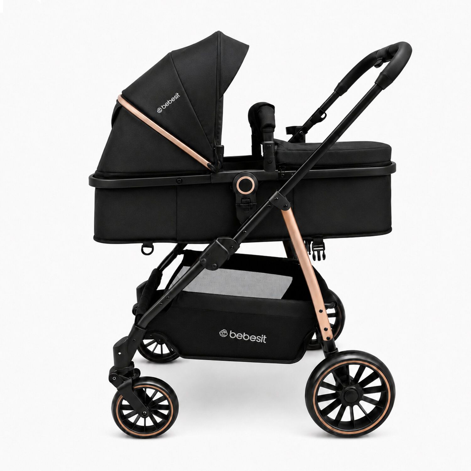 Coche Cuna Travel System Aureo Isofix Gold Negro Bebesit image number 2.0
