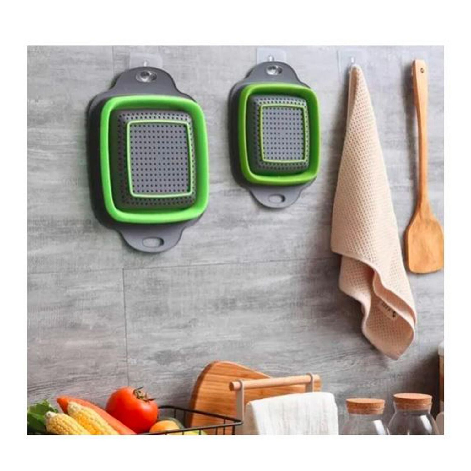 Pack 2 Coladores Escurridor Rectangular Cocina Verde image number 3.0
