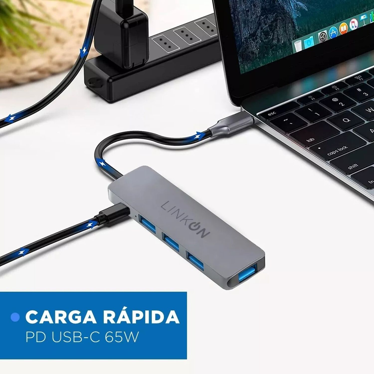 Hub Adaptador Linkon Usb Tipo C 5 En 1 Rj45 Para Mac Y Windows - Gris image number 3.0