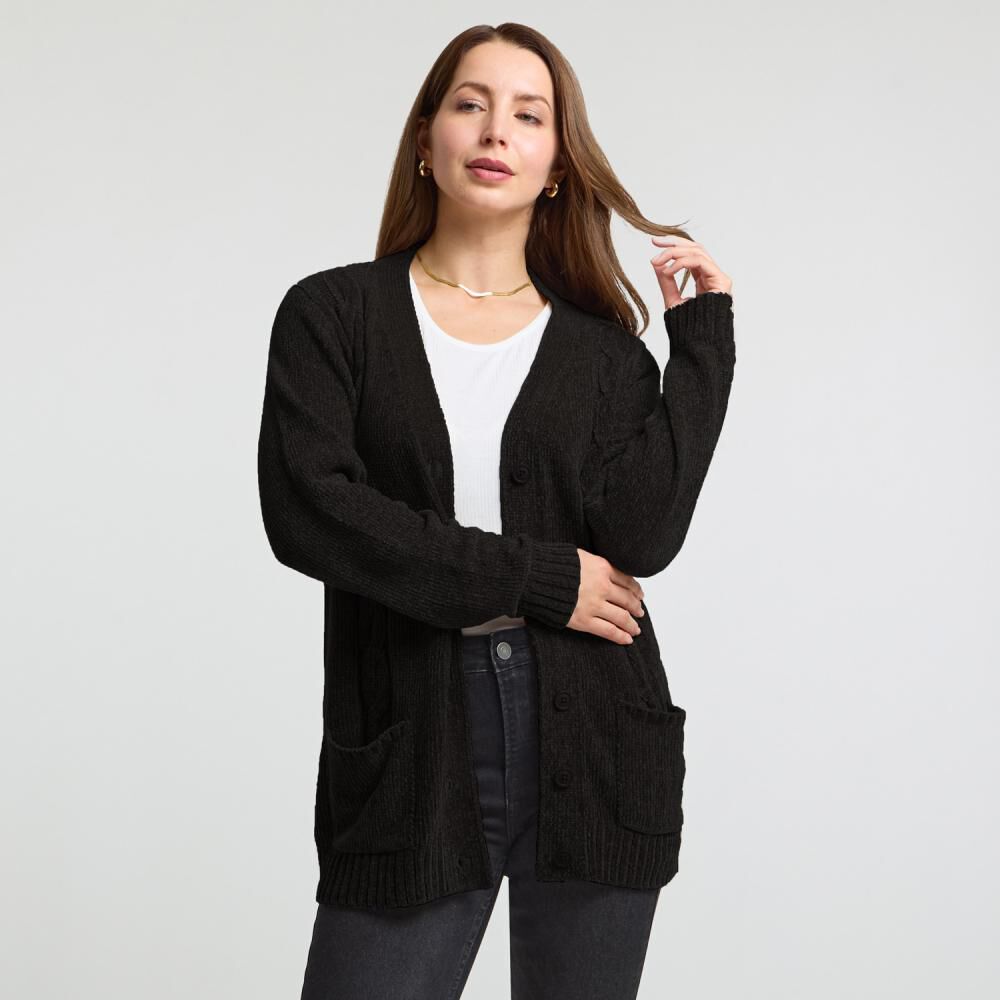 Sweater Cardigan Chenille Manga Larga Cuello Escotado Mujer Geeps image number 0.0