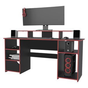 Escritorio Gamer 88,5x157,1x50 Cm Fm-045n Negro Y Rojo
