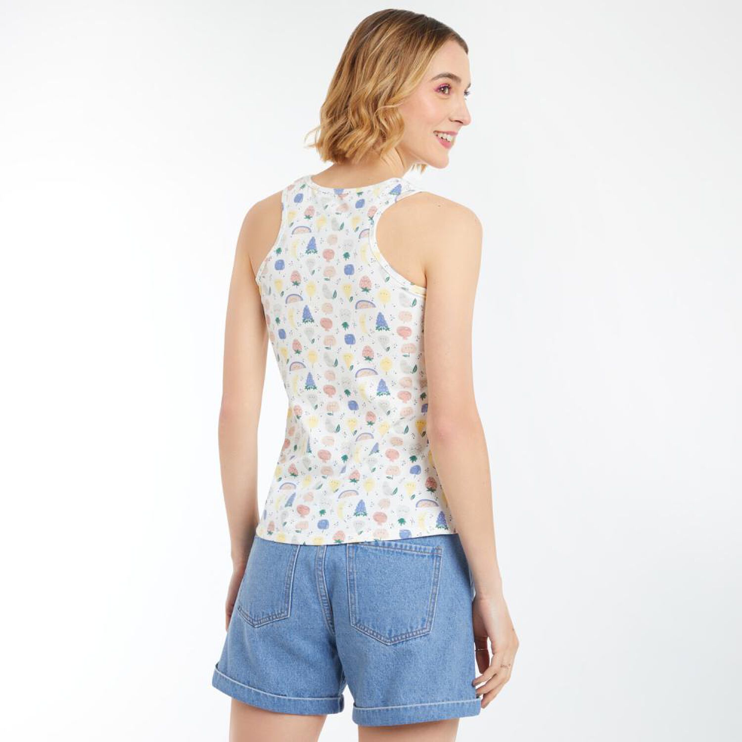 Polera Microprint Sin Mangas Cuello Redondo Mujer Freedom image number 3.0