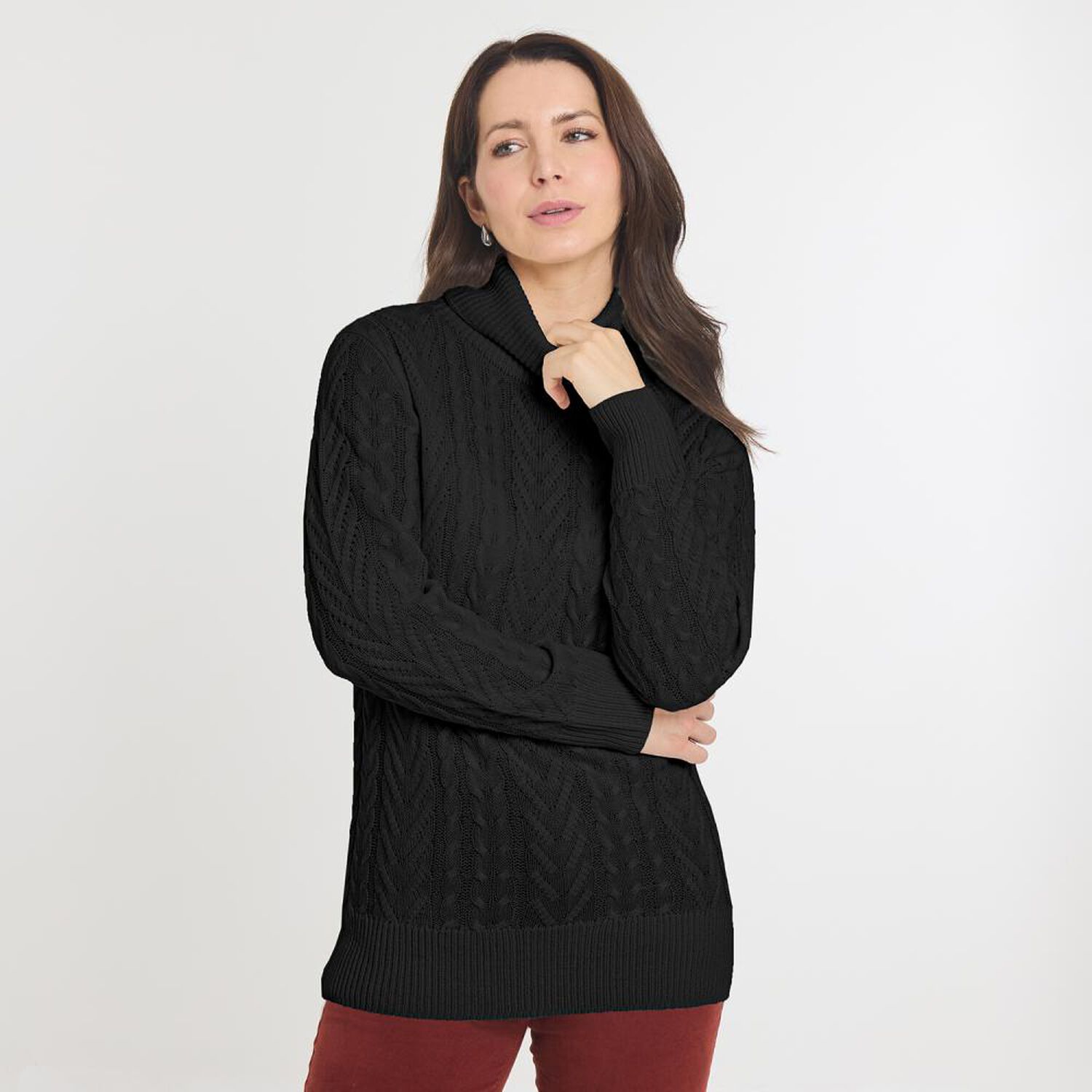 Sweater Trenzado Manga Larga Cuello Alto Mujer Geeps image number 0.0