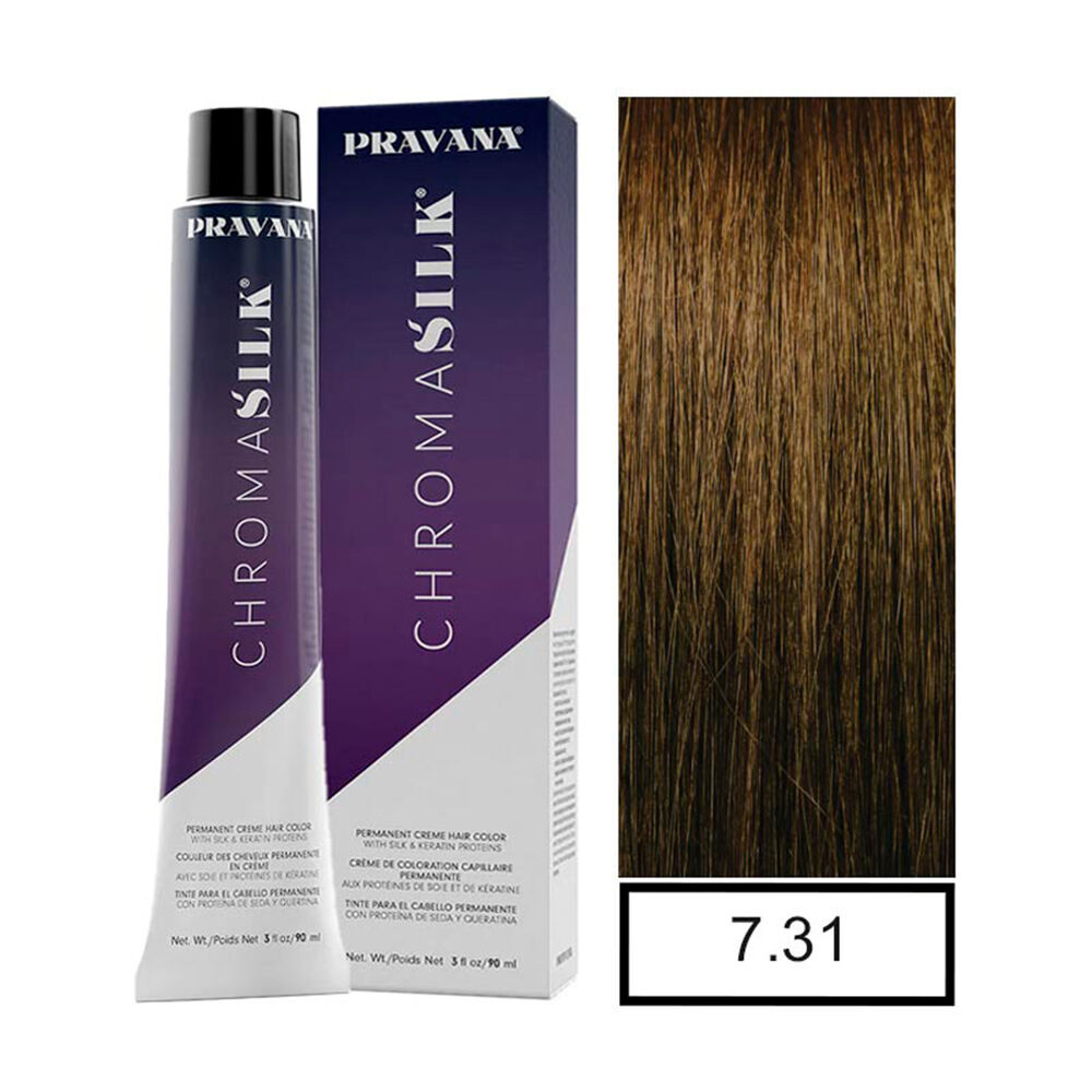 Pravana - Tintura Permanente Chromasilk Rubio Dorado Ceniza 7.31 90ml + Oxidante image number 0.0