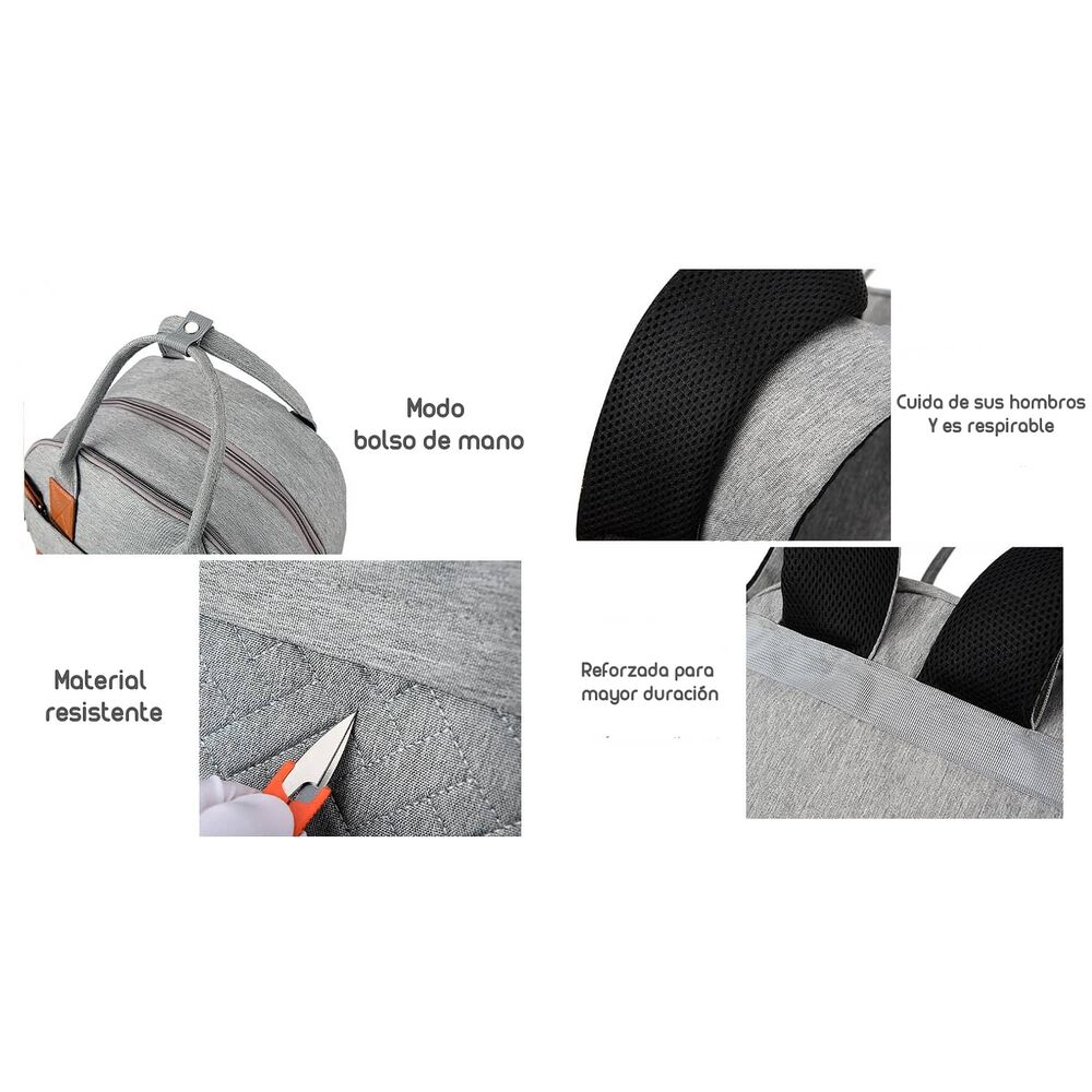 Mochila Maternal Con Monedero Y Colgador Lubabycas Rosada image number 3.0