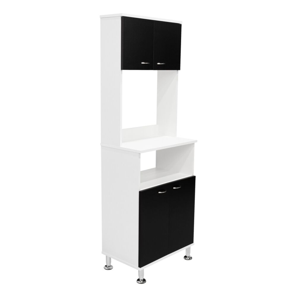 Mueble Microonad 4 Puertas Fm-011b Blanco Y Negro image number 0.0