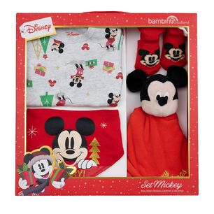 Set 4 Piezas Navidad Gris Mickey Ni&ntilde;o 12-18 Meses