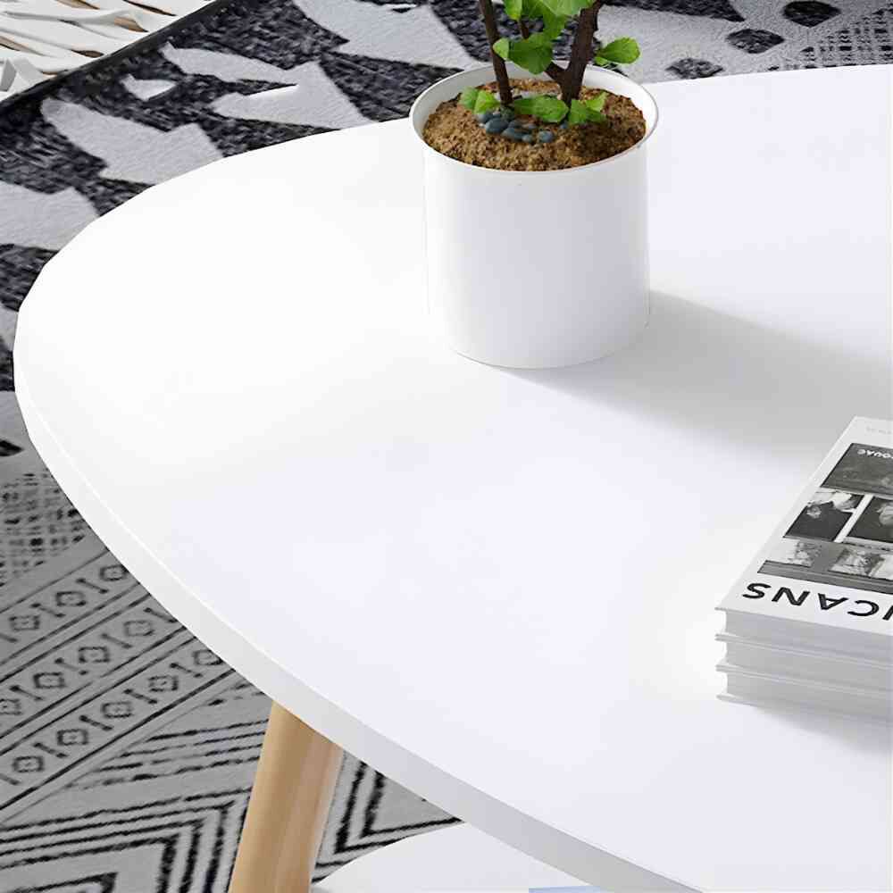 Mesa De Centro Vintage Triangular 60x60x42cm Madera Blanco image number 3.0