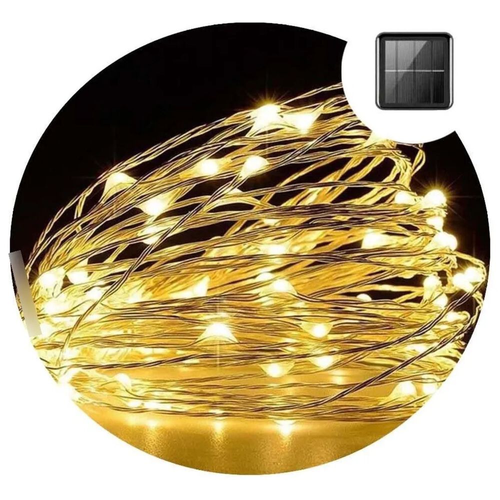 Guirnalda Solar Alambre Hada Calida Led Decoración 12 Metros image number 1.0