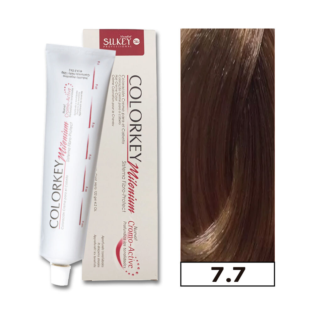 Tinte Permanente Colorkey Millenium Silkey 120gr 7.7 Rubio Mediano Marr&oacute;n + Oxidante image number 0.0