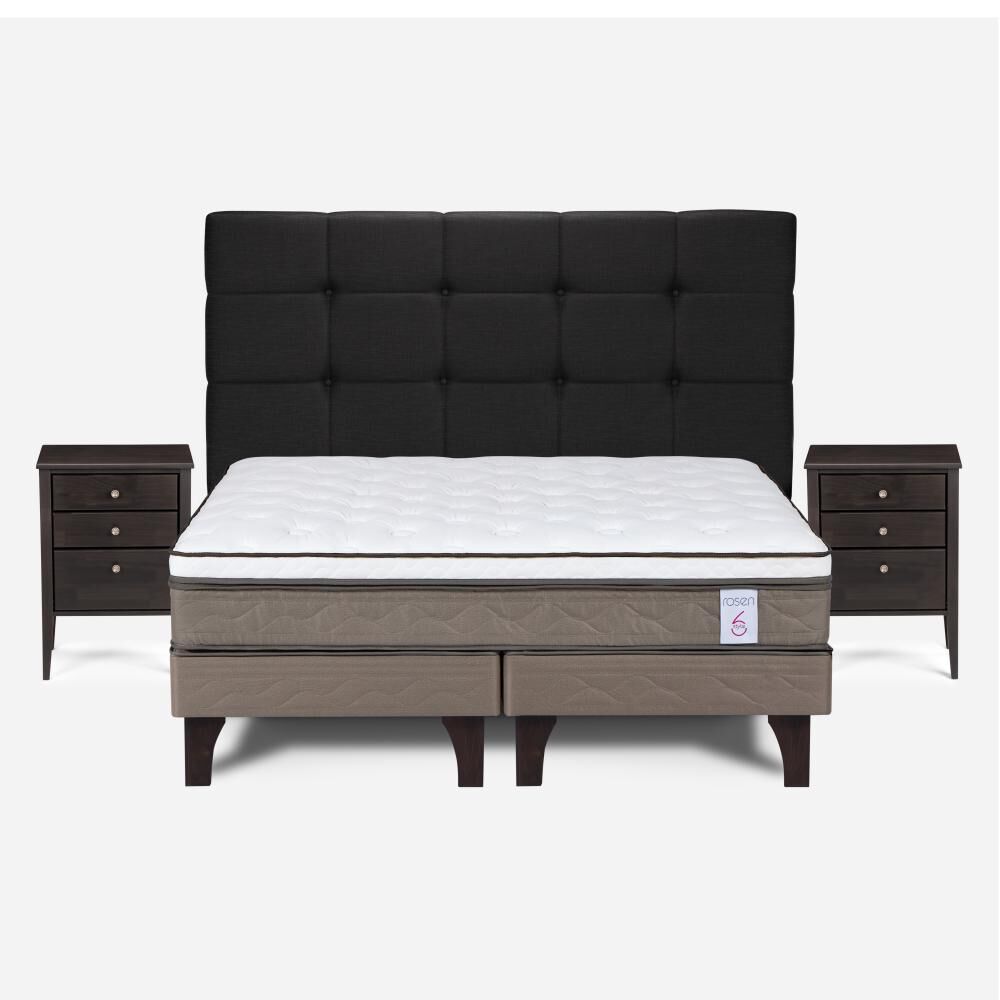 Cama Europea Rosen New Style 6 / 2 Plazas / Base Dividida + Set De Maderas Issey Grafito image number 0.0