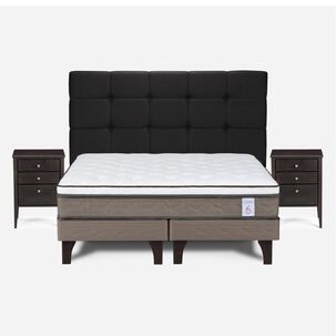 Cama Europea Rosen New Style 6 / 2 Plazas / Base Dividida + Set De Maderas Issey Grafito