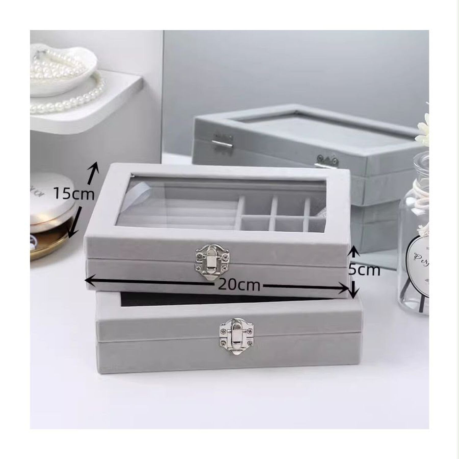 Alhajero Caja Organizadora De Joyas Portatil Gris image number 1.0