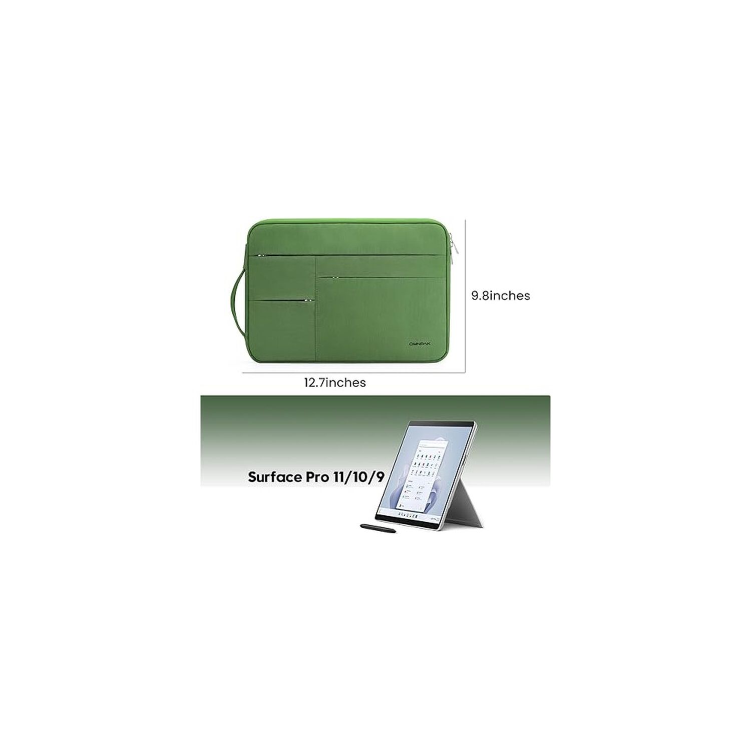 Funda Para Port&aacute;til Omnpak De 13 Pulgadas, Para Surface Pro 9/8/x/7+/7/6/5/4/3 Verde image number 5.0