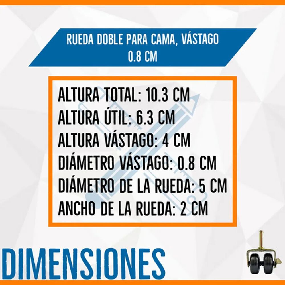 Rueda Doble Para Camas Cic, Flex - Sin Frenos (gris) image number 3.0
