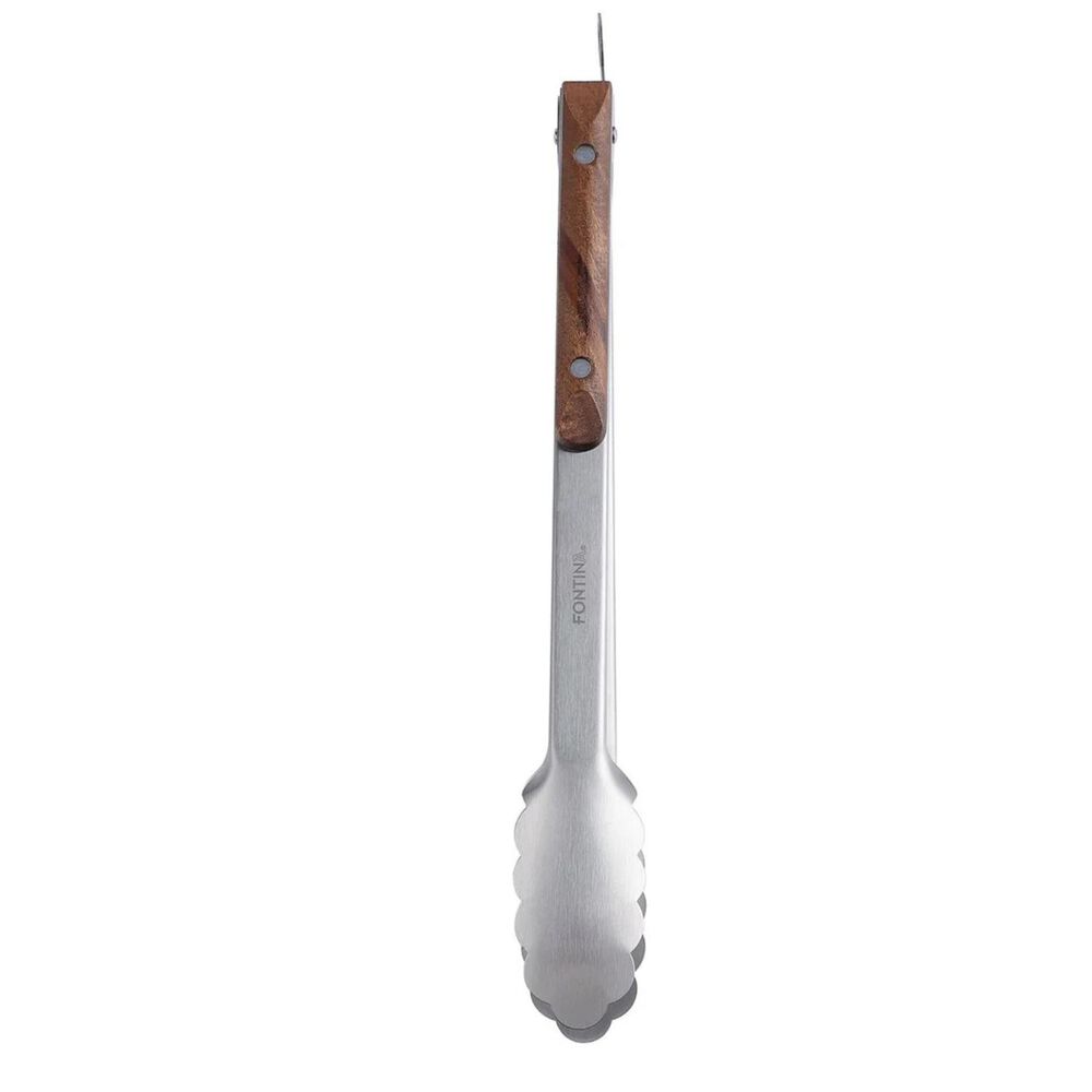 Set Parrillero Cuchillo + Tenazas Fontina Acero Mango Madera image number 1.0