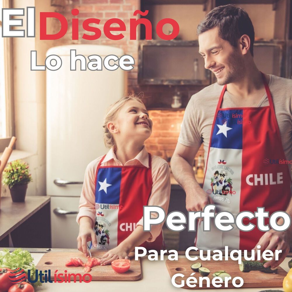 Delantal Cocina Fiestas Patrias Bandera Chilena 60x90 Cm Condorito image number 2.0