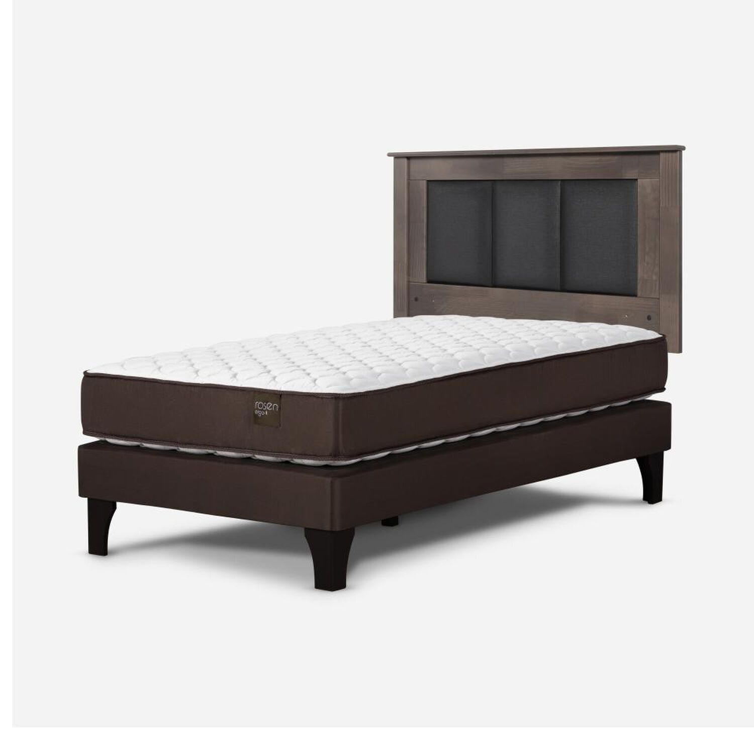 Cama Europea Rosen Ergo T New / 1.5 Plazas / Base Normal  + Respaldo Rachel Gris image number 2.0