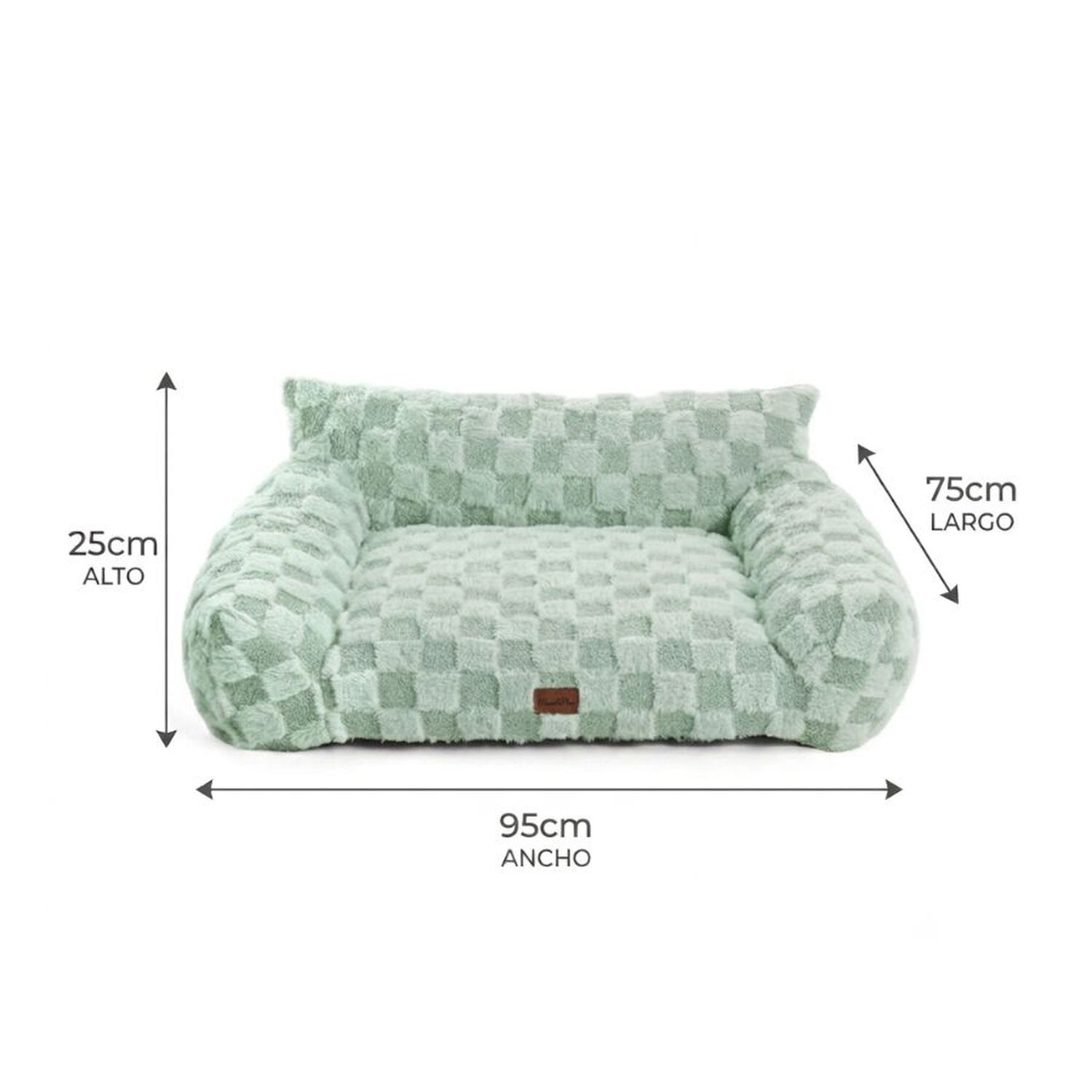 Cama Sof&aacute; Para Perros Y Gatos Dise&ntilde;o Cuadros Verde Lavable Talla L image number 1.0