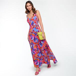 Vestido Largo Con Botones Sin Mangas Cuello Redondo Mujer Kimera