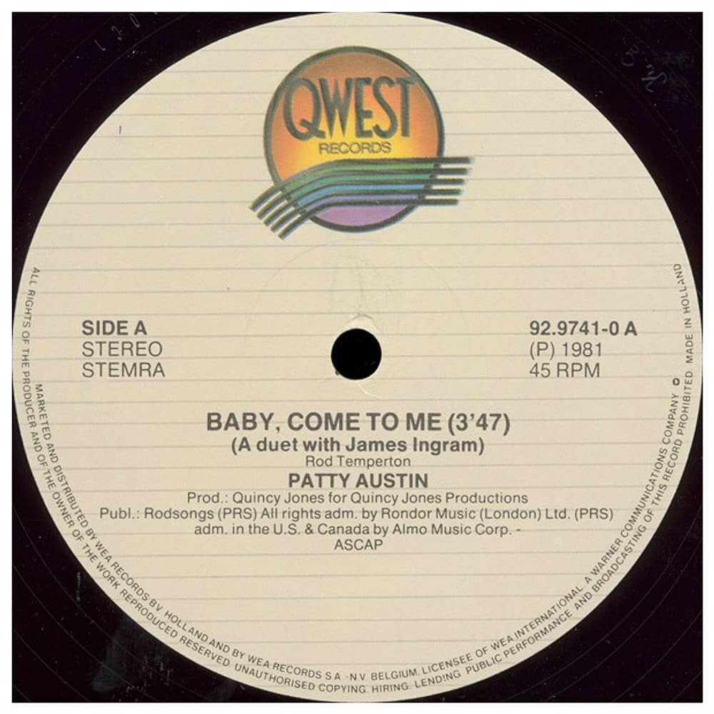 Patti Austin Ft. James Ingram - Baby, Come To Me | 12" Maxi Single Usado image number 2.0