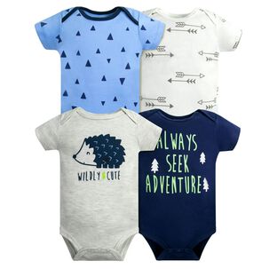 Pack 4 Bodys Niño Manga Corta Tedmimak 100% Algodón Puercoespín Azul